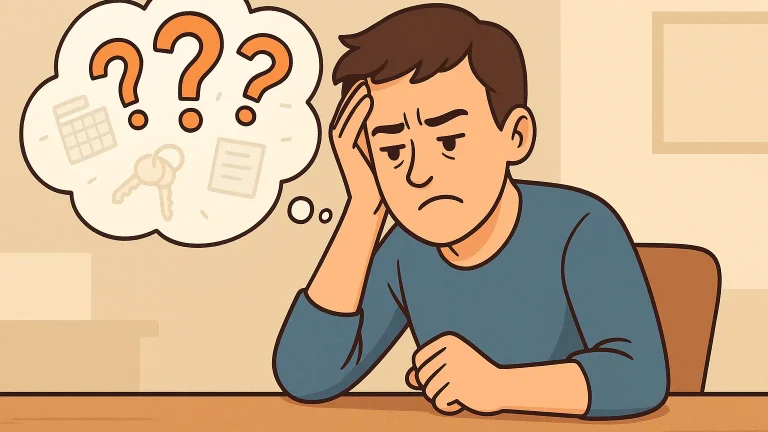A person looking frustrated while trying to remember something.